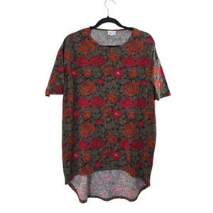 Lularoe Women Red 3/4 Sleeve T-Shirt XXS Floral